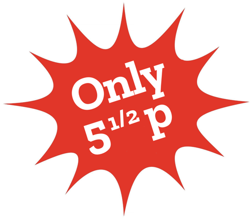 Price where sold, 5 and a half pence